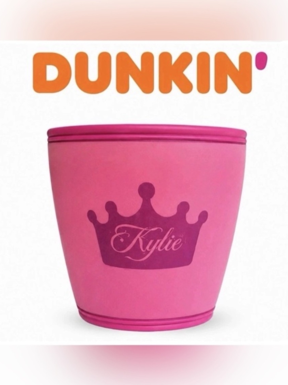 Dunkin' x Kylie Pink Glitter Crown Cup Sleeve BNWT